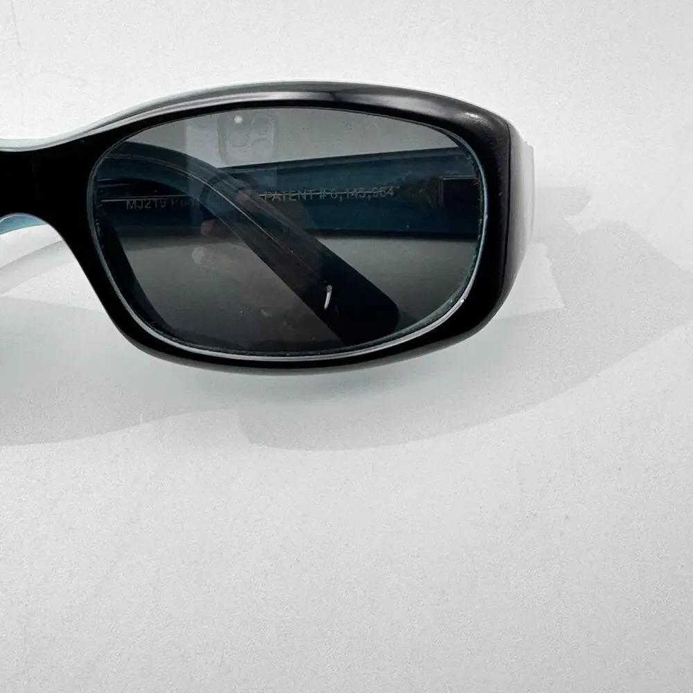 Maui Jim Sunglasses Punchbowl MJ219 03 Black Blue Frame Gray Polarized Glass